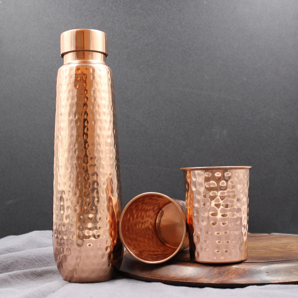 Copper Bottle and Glass